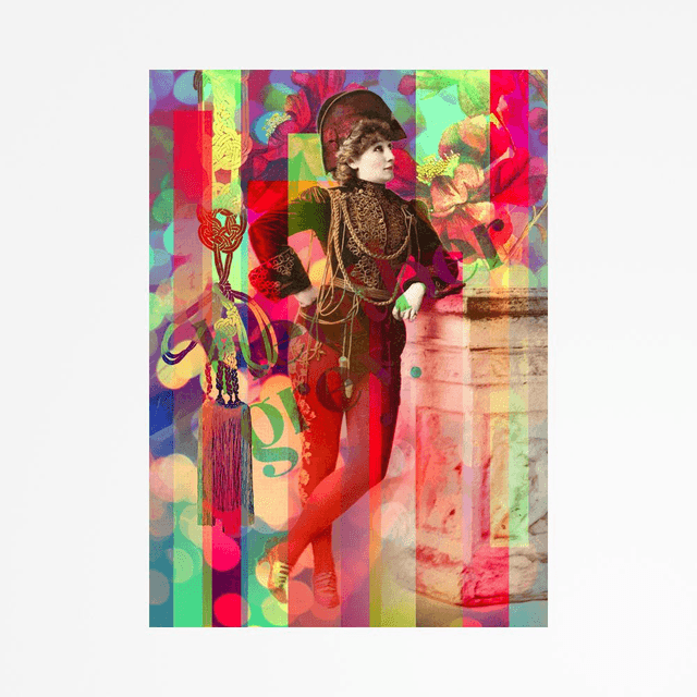 &#039;Louise Montague&#039; Mounted ACEO | 2.5x3.5&quot; Open Edition Collage Print with 4x6&quot; Mount